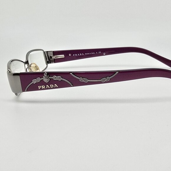 Prada VPR 58L 5AV-1O1 Gunmetal Plum Eyeglasses Frame w/ Case Italy 49-14-135 - Picture 4 of 14
